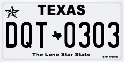 TX license plate DQT0303