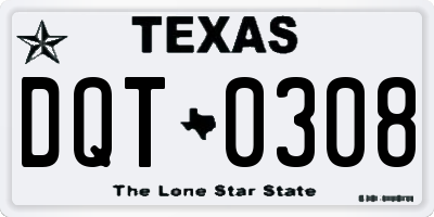 TX license plate DQT0308