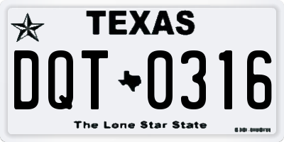 TX license plate DQT0316
