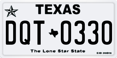 TX license plate DQT0330