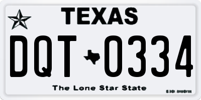 TX license plate DQT0334