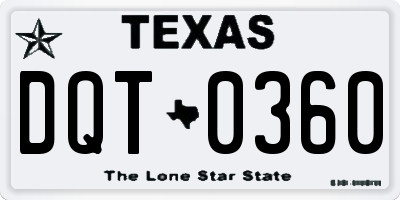 TX license plate DQT0360