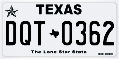 TX license plate DQT0362