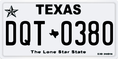TX license plate DQT0380