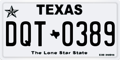TX license plate DQT0389