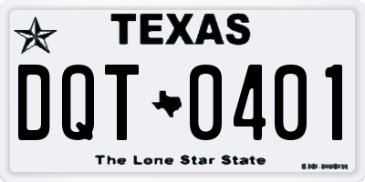 TX license plate DQT0401