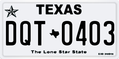 TX license plate DQT0403