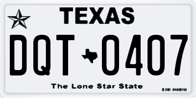 TX license plate DQT0407