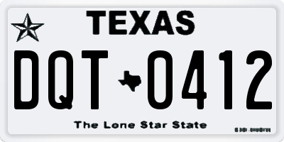 TX license plate DQT0412