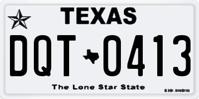 TX license plate DQT0413