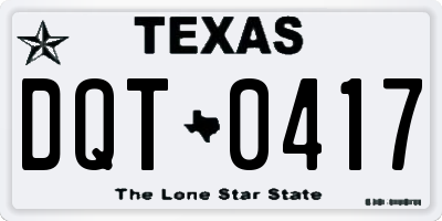 TX license plate DQT0417
