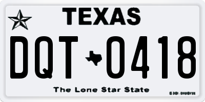 TX license plate DQT0418