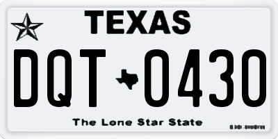 TX license plate DQT0430