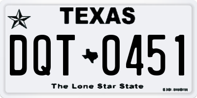 TX license plate DQT0451