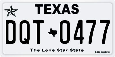 TX license plate DQT0477