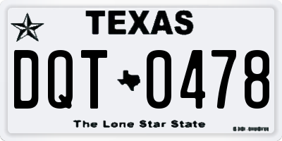 TX license plate DQT0478