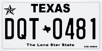 TX license plate DQT0481