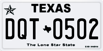 TX license plate DQT0502