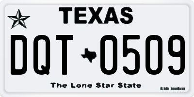 TX license plate DQT0509