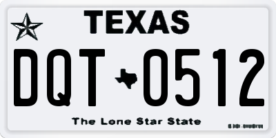 TX license plate DQT0512