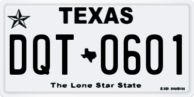 TX license plate DQT0601