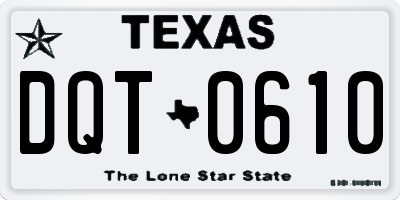 TX license plate DQT0610