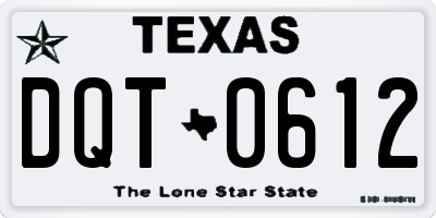TX license plate DQT0612