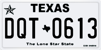 TX license plate DQT0613