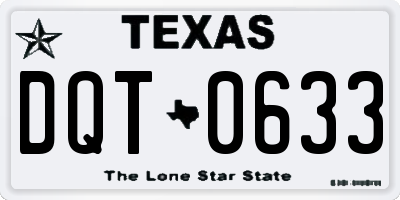 TX license plate DQT0633