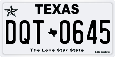 TX license plate DQT0645