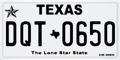TX license plate DQT0650