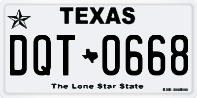 TX license plate DQT0668