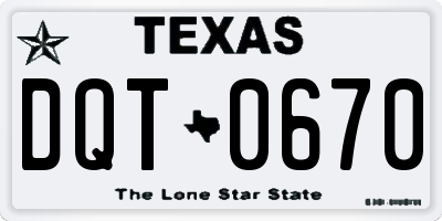 TX license plate DQT0670