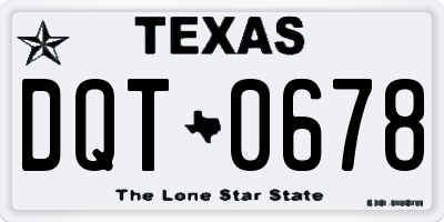 TX license plate DQT0678