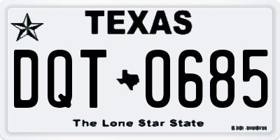 TX license plate DQT0685