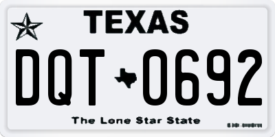 TX license plate DQT0692
