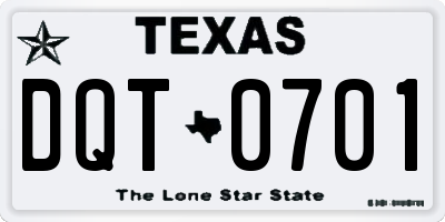 TX license plate DQT0701