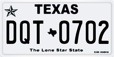 TX license plate DQT0702