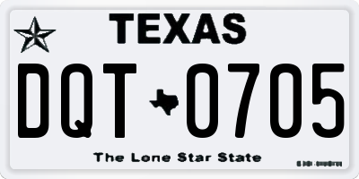 TX license plate DQT0705