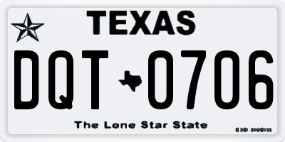 TX license plate DQT0706