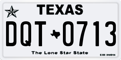 TX license plate DQT0713