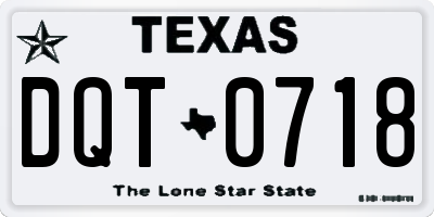 TX license plate DQT0718