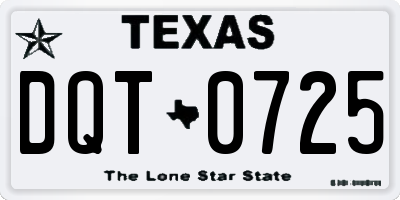TX license plate DQT0725