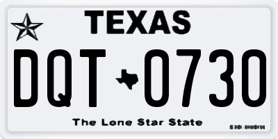 TX license plate DQT0730