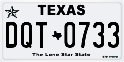 TX license plate DQT0733