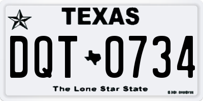 TX license plate DQT0734