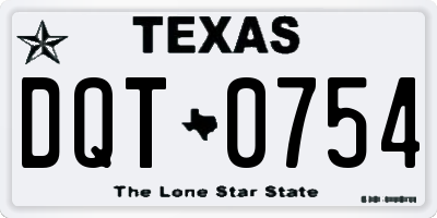 TX license plate DQT0754