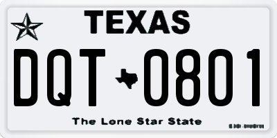 TX license plate DQT0801