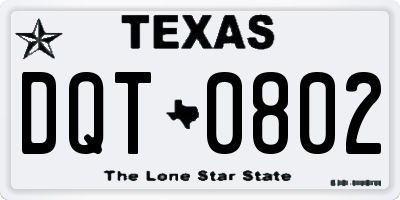 TX license plate DQT0802