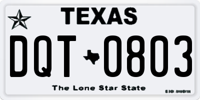 TX license plate DQT0803